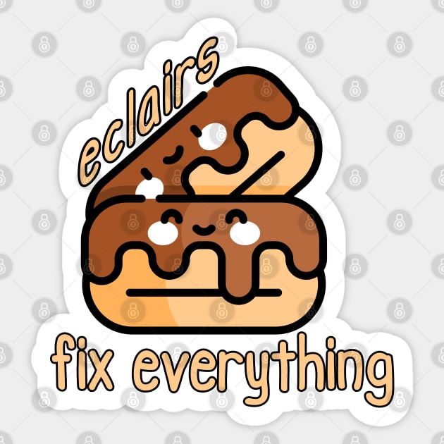 Kawaii Eclairs Fix Everything Sticker by HolidayBug
